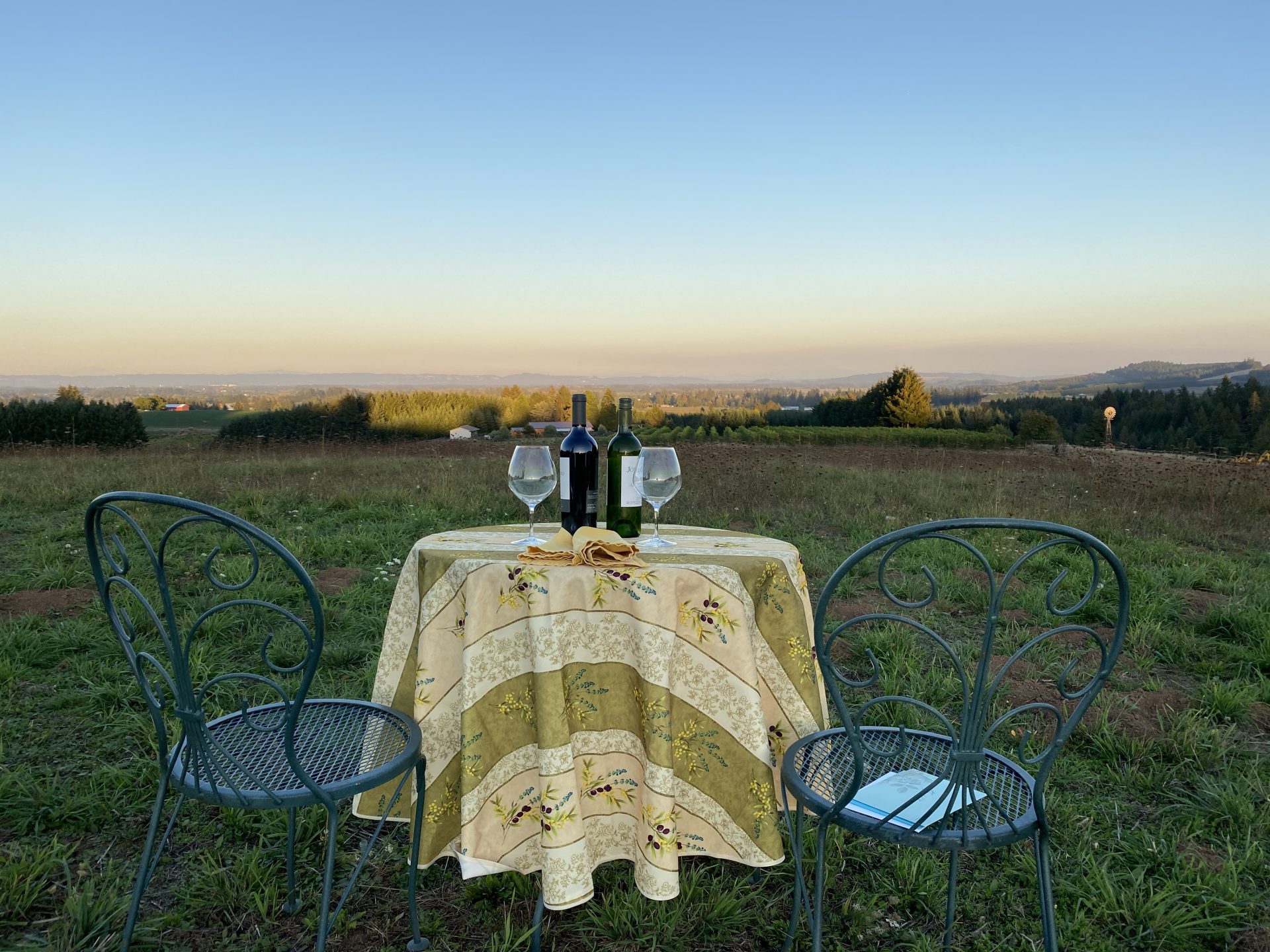 Table with two chair in the beautiful view